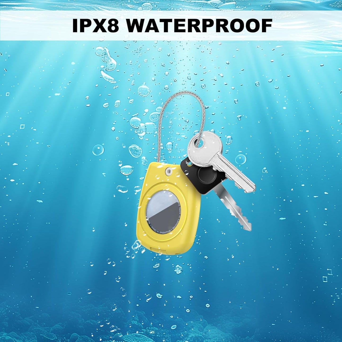 IPX8 Waterproof Airtag Holder Air Tag Case with Keychain, 4-Pack AirTags All-Round Protect Case for Apple Tag Tracker, Air Tags Holder for Luggage, Key, Pet, Backpack（4 Colors）