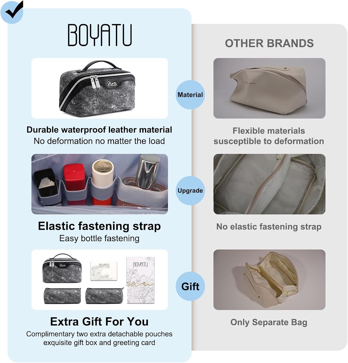 Travel Makeup Bag Cosmetic Bags for Women: 3 Sets Large Capacity Make up Bag - Portable Toiletry Bags with Handle for Women(05-Black)