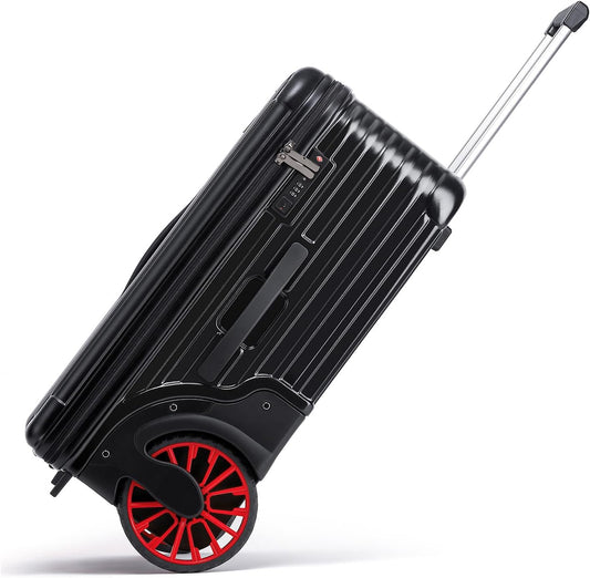 Extra Large Wheels 80L Luggage Hard Shell Suitcase Top Opening Hardside Travel Checked Luggage with TSA Lock (Black, 25-Inch)