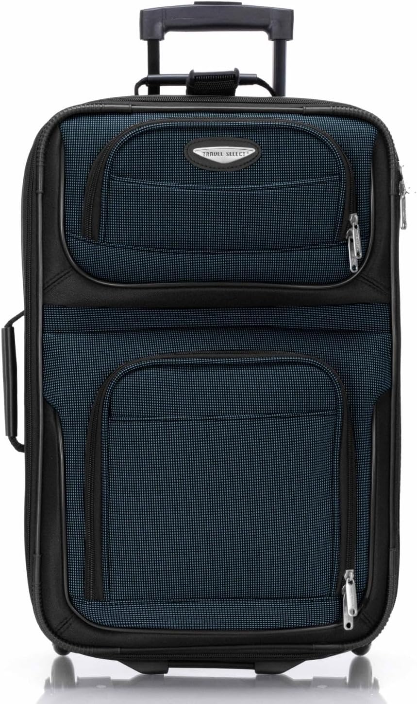 Travel Select Amsterdam 2-Piece Softside Expandable Rolling Luggage Set, 2-Wheel Suitcase with Travel Tote, Lightweight Durable Polyester, Navy