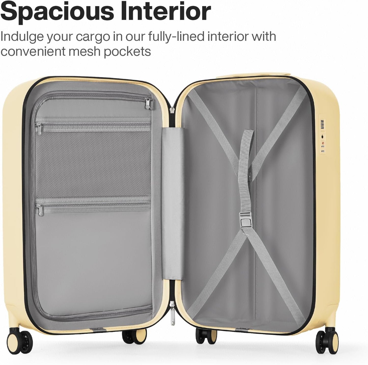 mixi 20 Inch Carry On Luggage PC Hardside Suitcases with Wheels & TSA for Travel Woman Men, Lark Yellow