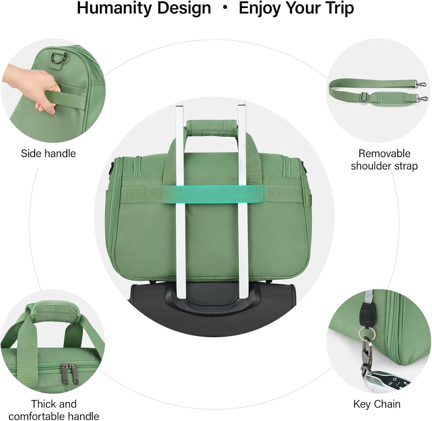 Hanke Underseat Carry On luggage Bags for Travel, Foldable Travel Bags for Women, Soft Lightweight Personal Item Travel Bag Small Carry On Bags for Airplanes, Travel Tote Bags for Women Men. Green