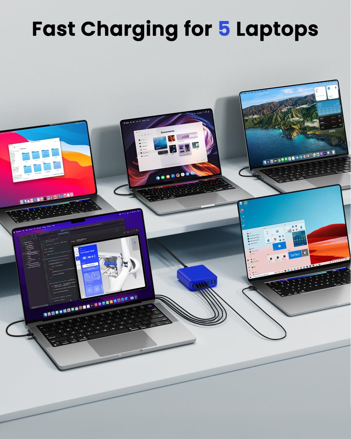 500W USB C Charger Block, 8-Port USB C Charging Station Fast Charging PD 120W PC Laptop Charger Adapter Compatible with MacBook Pro/Air/All iPad,DELL, iPhone 16/15/14/13/Pro Max/Galaxy