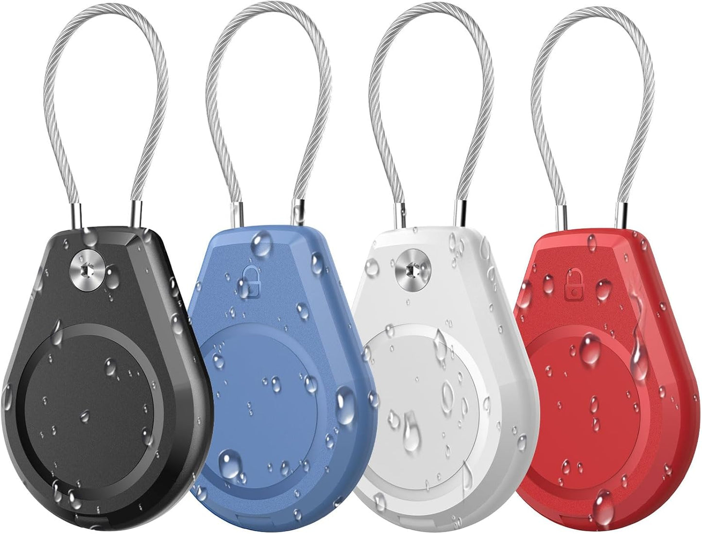 4 Pack Waterproof Secure Holder for AirTag Accessories, Anti-Theft Track Case with Steel Cable, Ultra Durable Scratch-Resistant Cover -Compatible with Apple AirTag for Keychain,Car,Bike,Luggage, Pet