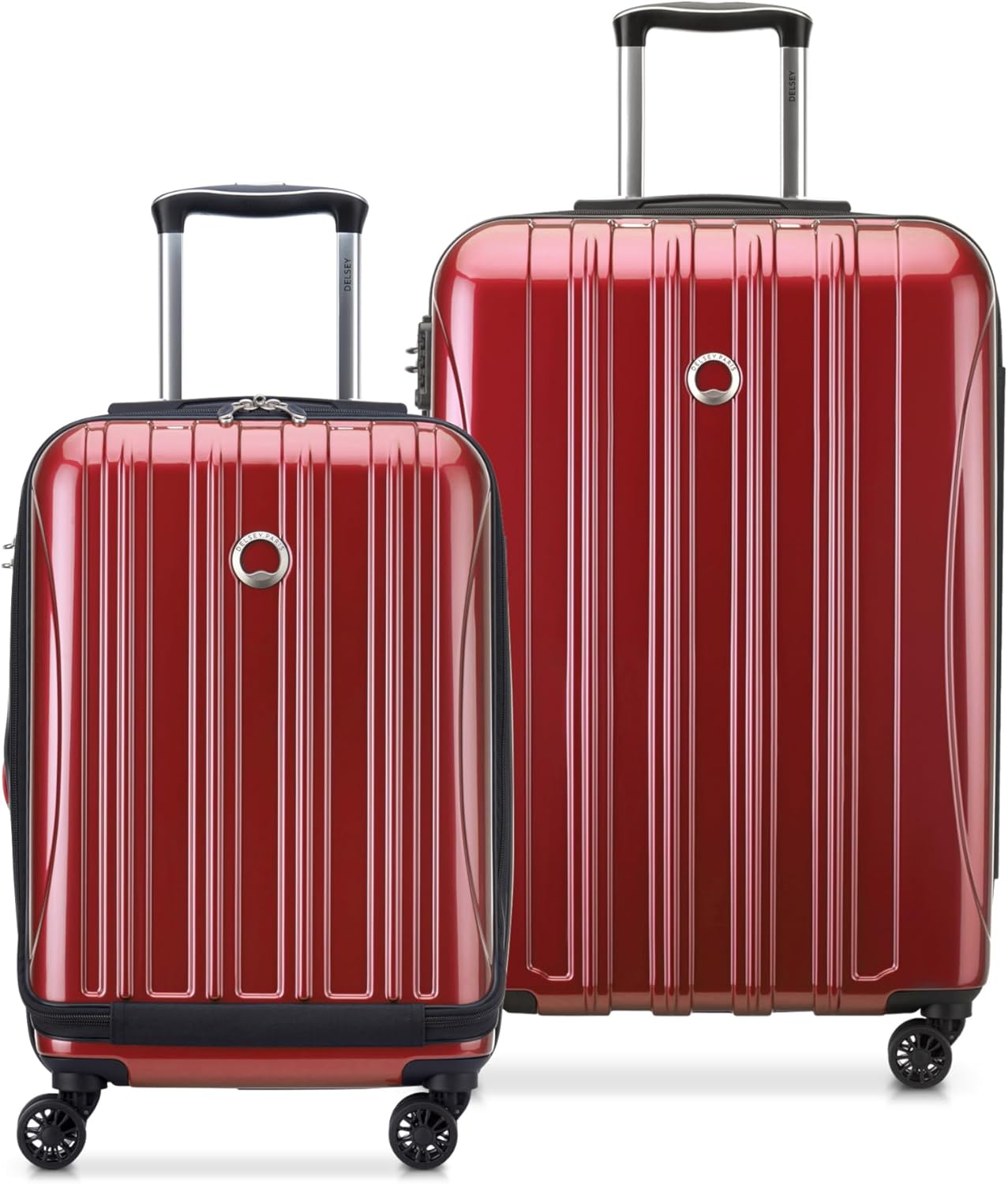 DELSEY PARIS Helium Aero Hardside Expandable Luggage with Spinner Wheels, Brick Red, 2-Piece Set (19/24)
