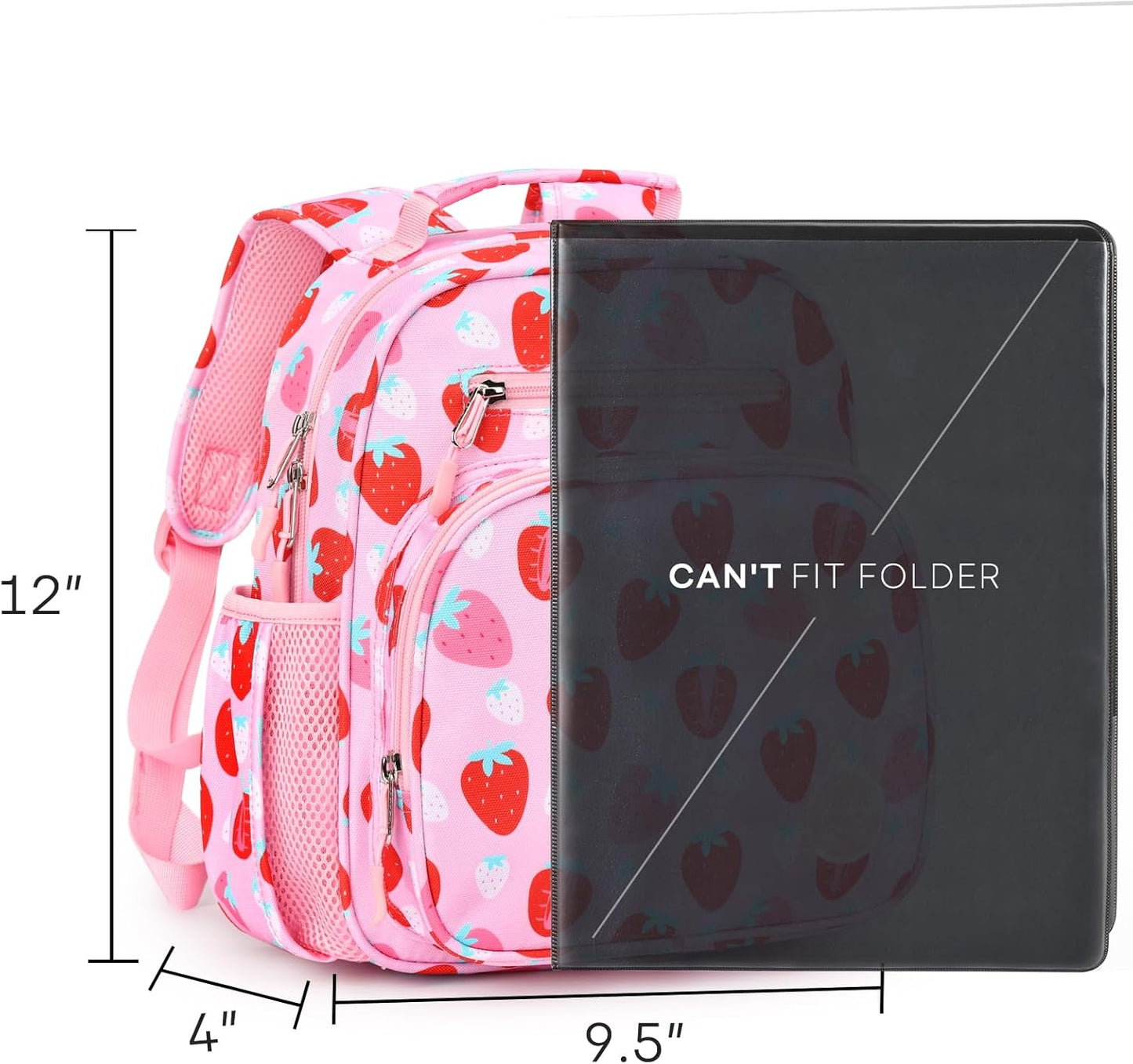 mibasies Toddler Backpack for Girls 2-4: Cute Kids Backpacks for Girls - Preschool Kindergarten Backpack - Assorted Strawberry Pink