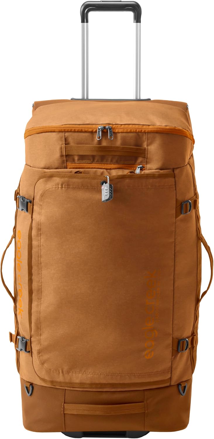 Eagle Creek Cargo Hauler XT Wheeled Duffel - Wheeled Backpack Duffel - Deployable Backpack Straps - Lockable U-Lid & Easy Access Compartment - 32" - Iron Orange