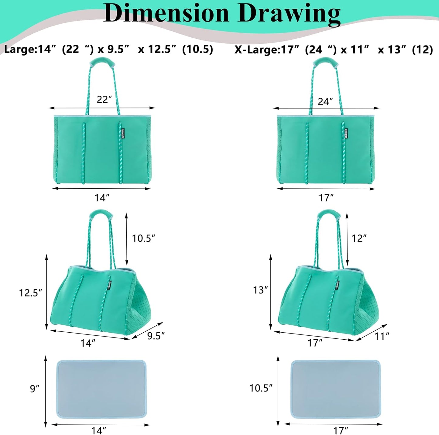 QOGiR Neoprene Multipurpose Beach Bag Tote with Inner Zipper Pocket … … … …