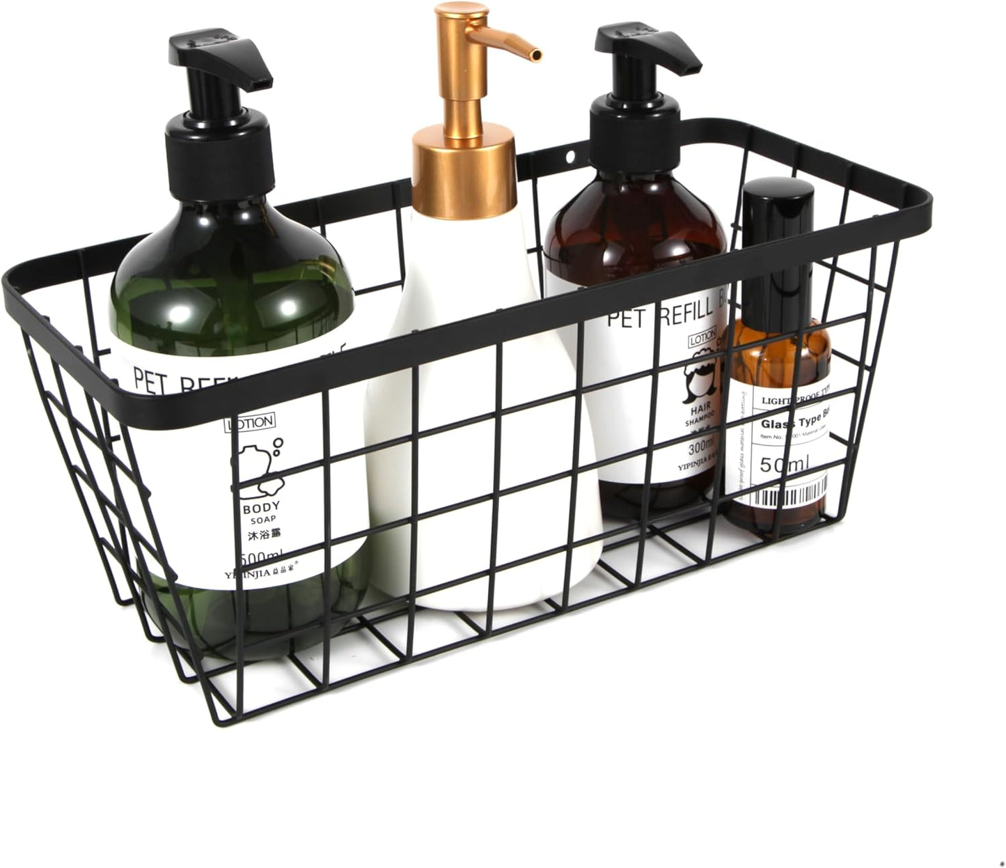 4 set Hanging Wall Basket Organizer,Over the Cabinet Door Wire Baskets for Organizing -Space-Saving Hanging Baskets for Organizing,Wall Mount Storage,No Drilling Adhesive Wall Storage Basket, Black