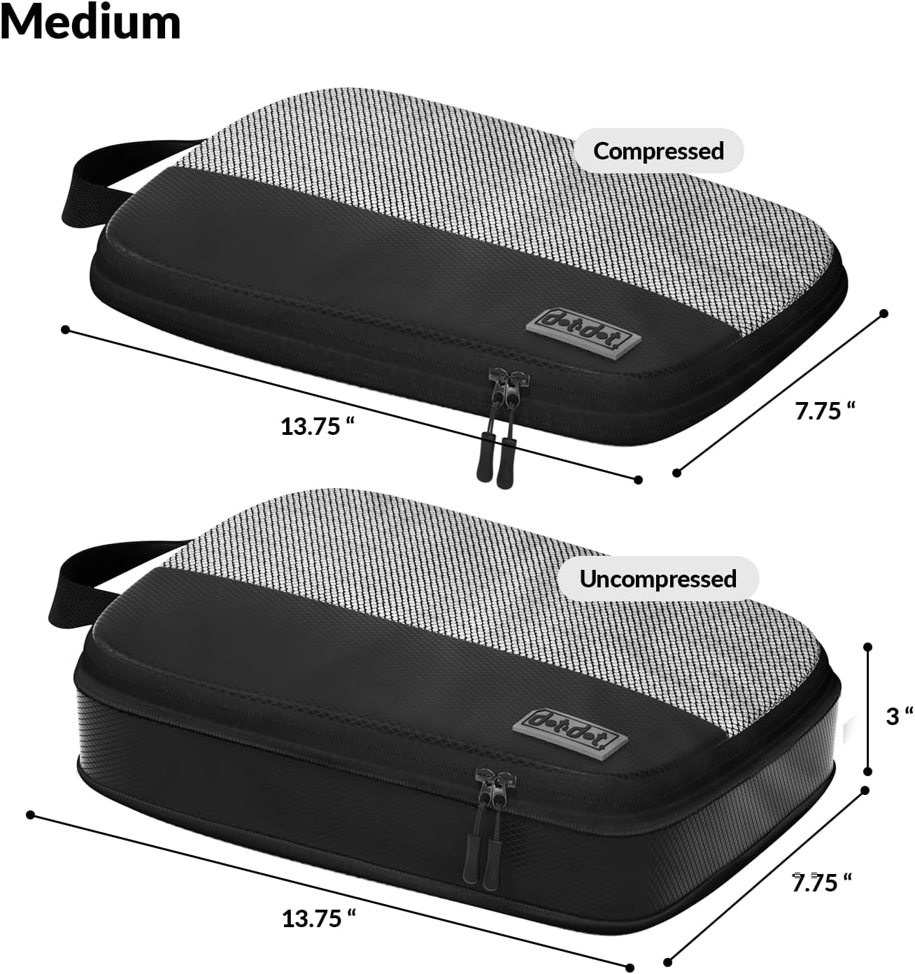 Dot&Dot 4pc Medium Compression Packing Cubes for Travel - Luggage Packing Organizers - Travel Packing Cubes for Suitcases