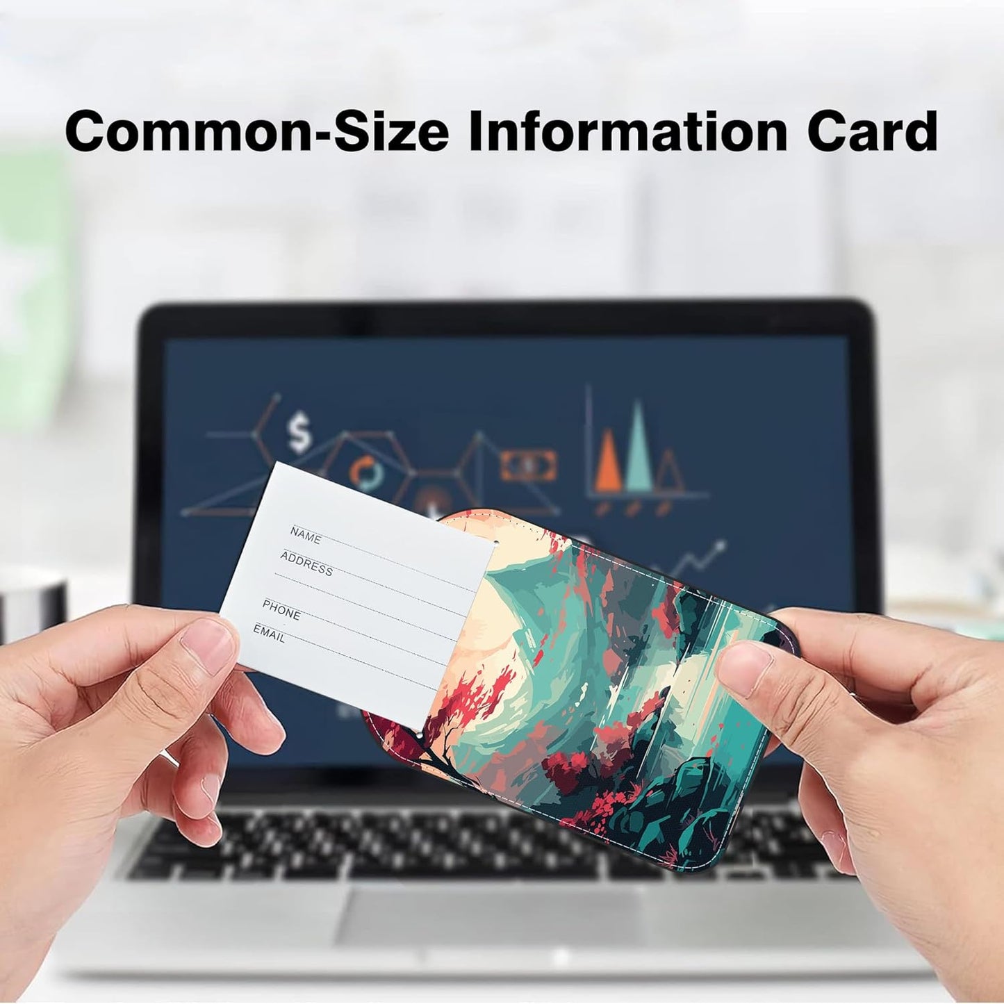 2 PCS Leather Luggage Tag for Suitcase Japanese Mountains Travel Suitcase Labels with Privacy Name ID Label and Stainless Steel Loop for Adults Teens Travel Bag Labels Set