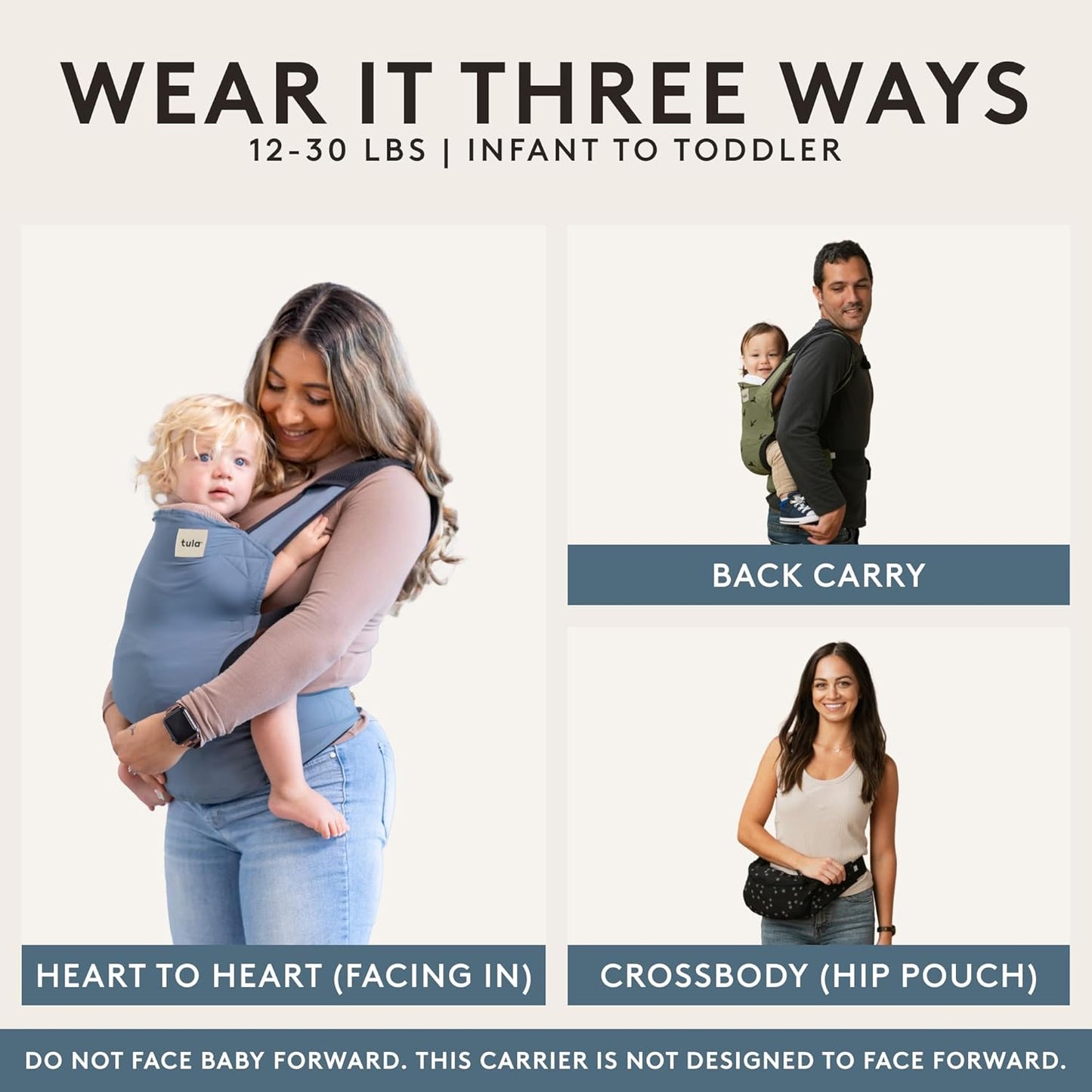 Baby Tula Lite Ripstop Nylon Compact Baby Carrier, Lightweight & Ergonomic Carrier for Travel w/Convenient Storage Hip Pouch, Multiple Carrying Positions for 12lbs to 30lbs - Soar (Olive Green/Birds)