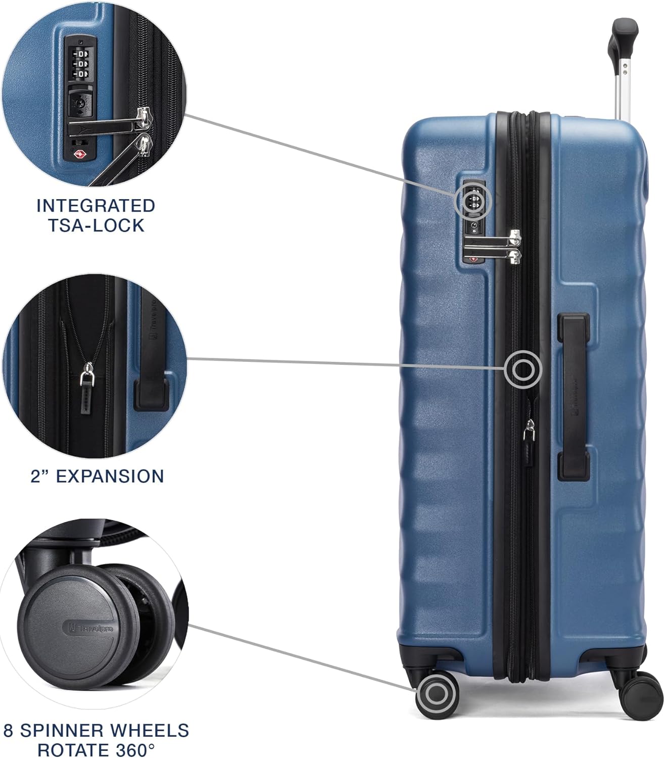 Travelpro Maxlite Air V2 Hardside Expandable Checked Luggage, 8 Spinner Wheels, Lightweight Hard Shell Suitcase, TSA lock, Ensign Blue, Checked Medium 25-Inch