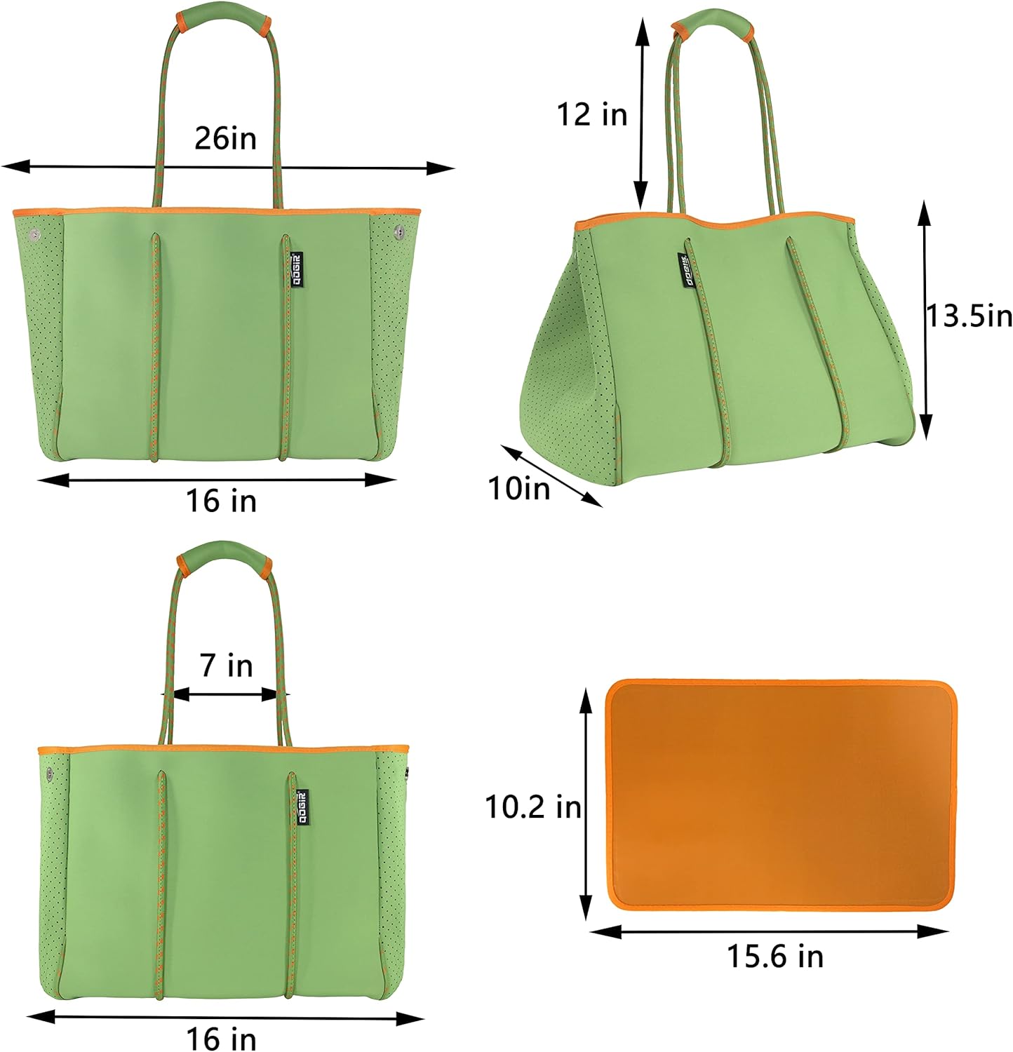 QOGiR Neoprene Multipurpose Beach Bag Tote with Inner Zipper Pocket … … … …