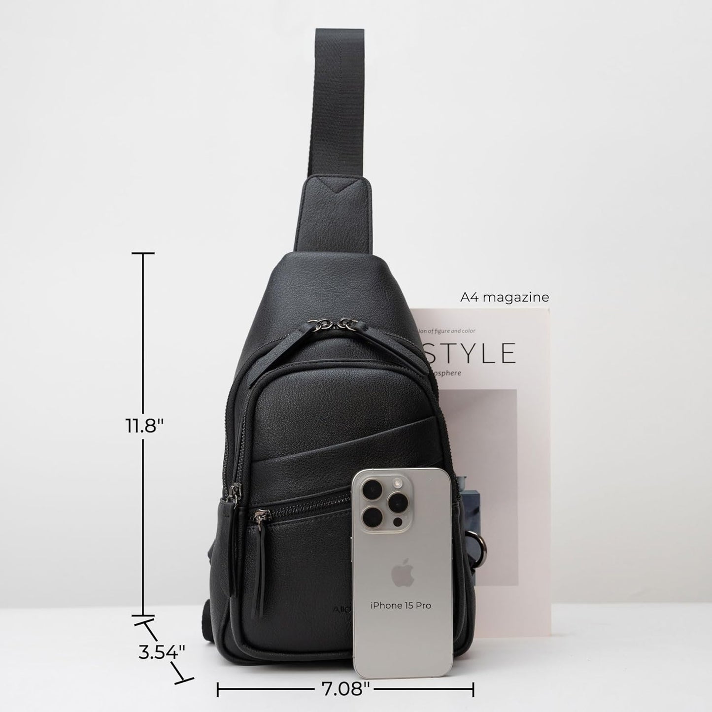 Alldaily Large Sling Bag for Women Crossbody Purse Leather Fashionable Trendy Chest Bag for Travel, Fanny Pack (Black)