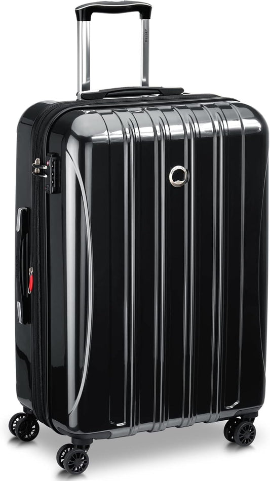 DELSEY PARIS Helium Aero Hardside Expandable Luggage with Spinner Wheels, Black, Checked-Medium 24 Inch