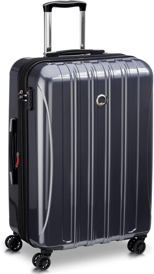 DELSEY PARIS Helium Aero Hardside Expandable Luggage with Spinner Wheels, Titanium, Checked-Medium 24 Inch