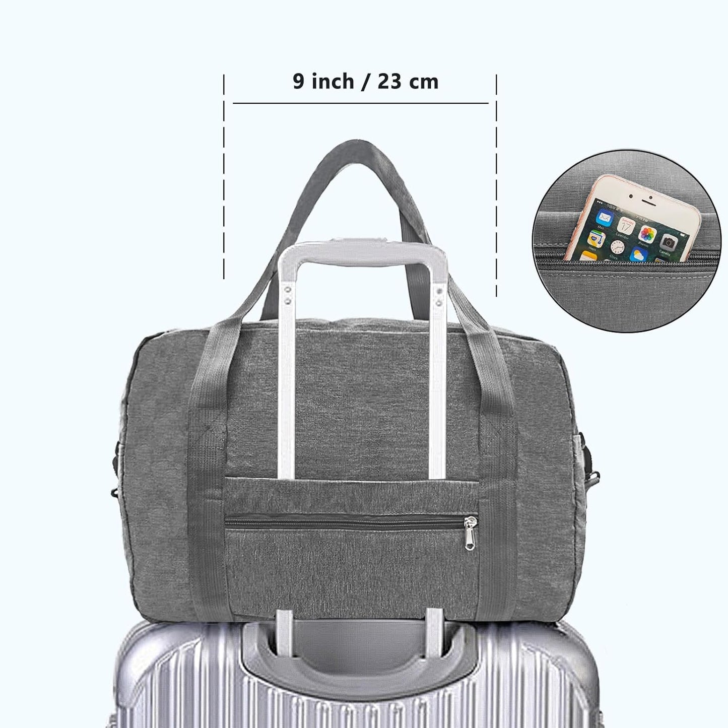 15 Inch Small Carry On Bags for Airplanes Spirit Airlines Personal Item Bag Underseat Foldable Travel Duffle Gym Bags for Women Men(20L, Dark Grey)