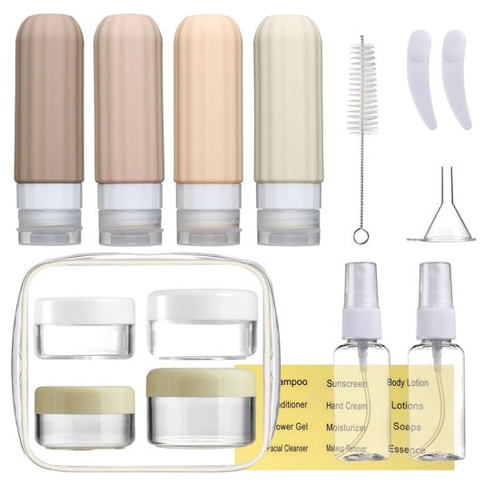 16 Pack Travel Bottles Set for Toiletries, Leakproof Travel Containers for Toiletries TSA Approved Silicone Travel Accessories Squeezable Refillable 3oz for Shampoo Conditioner Lotion
