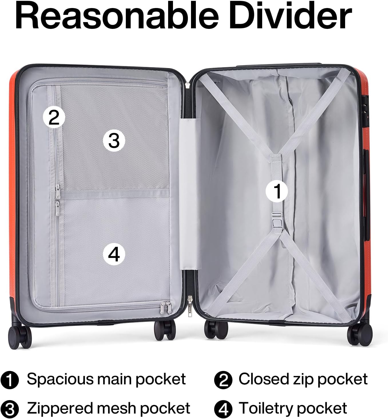 Hanke Luggage Sets 3 piece Carry On Luggage with Wheels PC Hard Shell Suitcases Lightweight Checked Tsa Luggage Extra Large Travel Suitcase Woman Men 20/24/29 Inch （Orange）