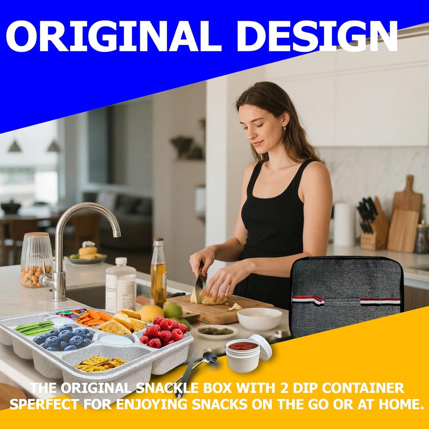 10-Compartment Insulated Snackle Box with Thermal Bag&Cover-Portable Divided Serving Tray,Dishwasher Safe,Clear Lid & Handle-Storage for Fruits bento Nuts, food storage,small tableware（white）