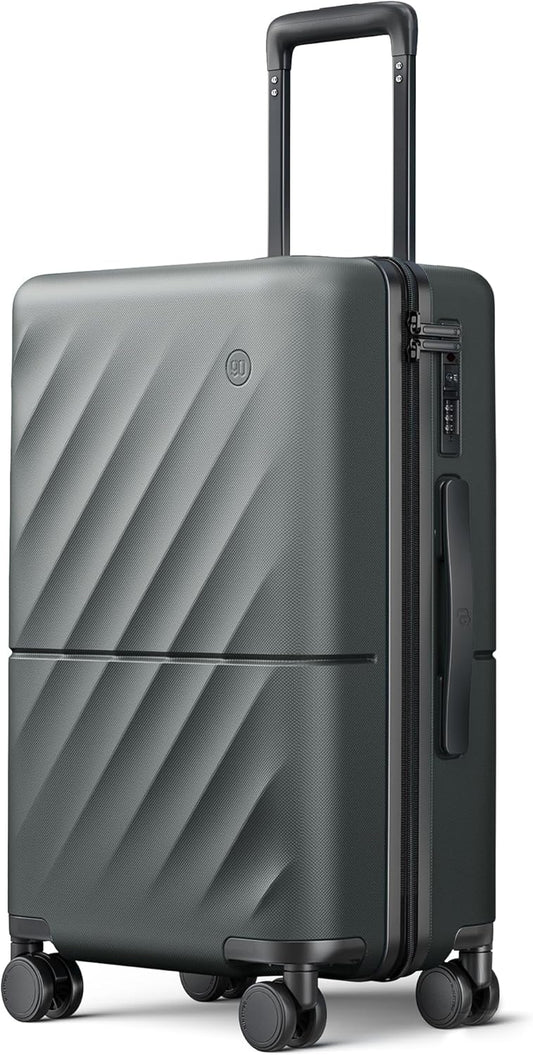 NINETYGO Carry On Suitcase, 20 Inch Carry-On Luggage with Double Spinner Wheels, Anti-Burst Zipper, Hard Case PC Suitcase Carry On, Lightweight Travel Luggage, TSA Approved (Slate Grey, Hudson)