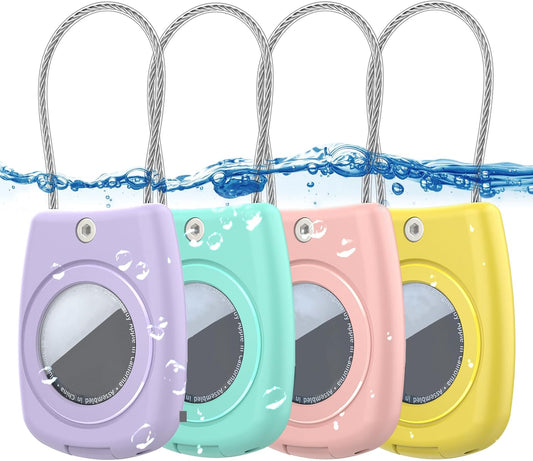 IPX8 Waterproof Airtag Holder Air Tag Case with Keychain, 4-Pack AirTags All-Round Protect Case for Apple Tag Tracker, Air Tags Holder for Luggage, Key, Pet, Backpack（4 Colors）