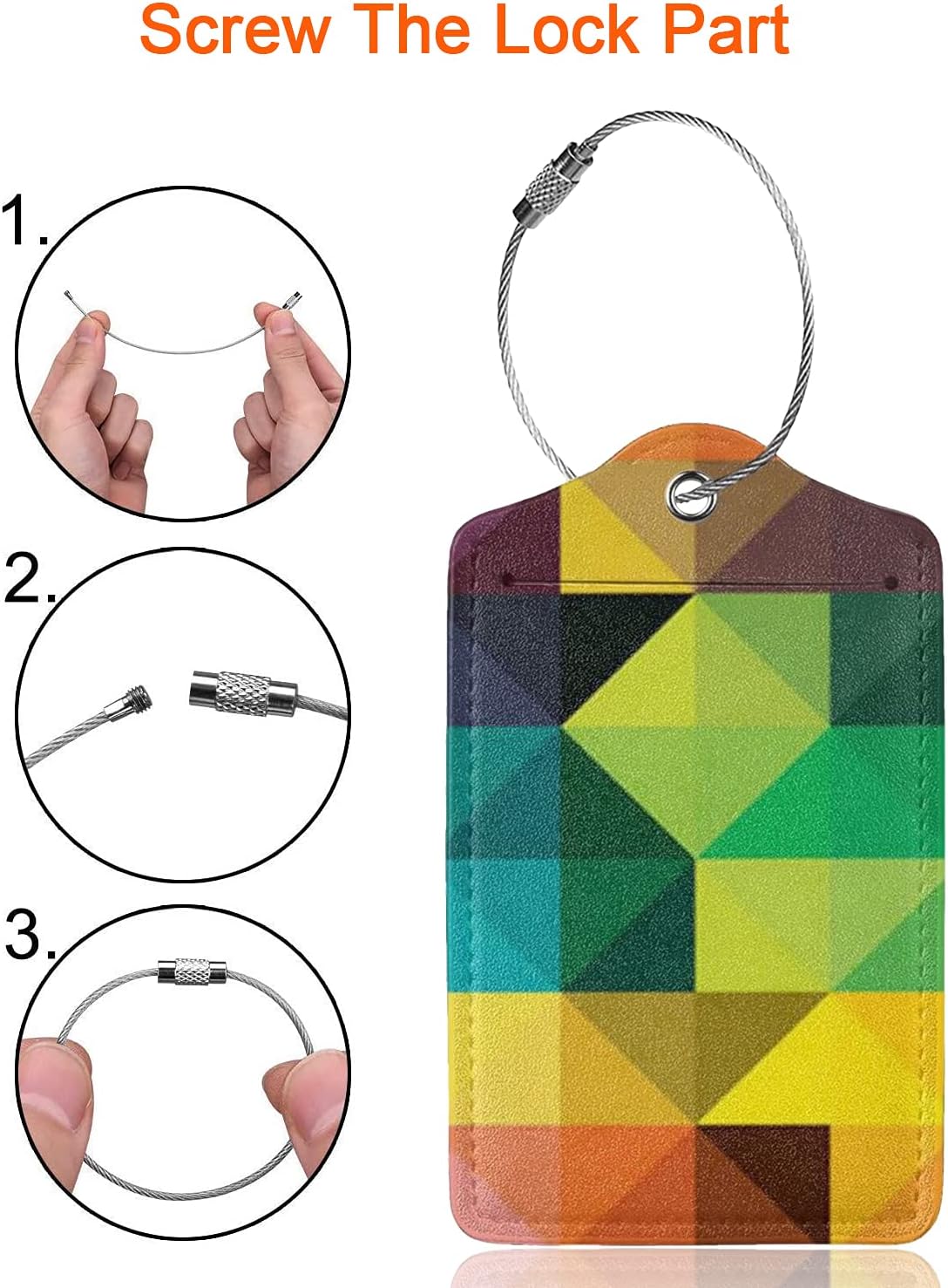 2 Pack Luggage Tag for Suitcase, Cute Unique Leather Suitcase Tags Identifiers with Privacy Name Address Labels & Durable Steel Loop for Women Men Travel