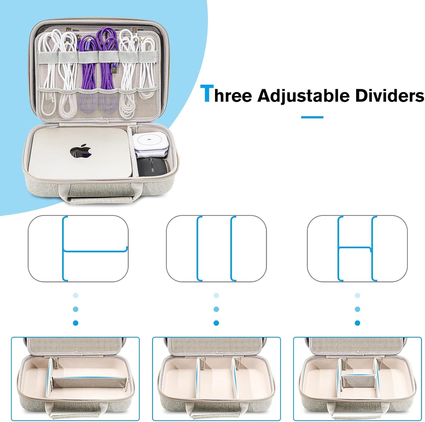 ProCase Hard Travel Electronic Organizer Case for MacBook Power Adapter Chargers Cables Power Bank Apple Magic Mouse Apple Pencil USB Flash Disk SD Card Small Portable Accessories Bag