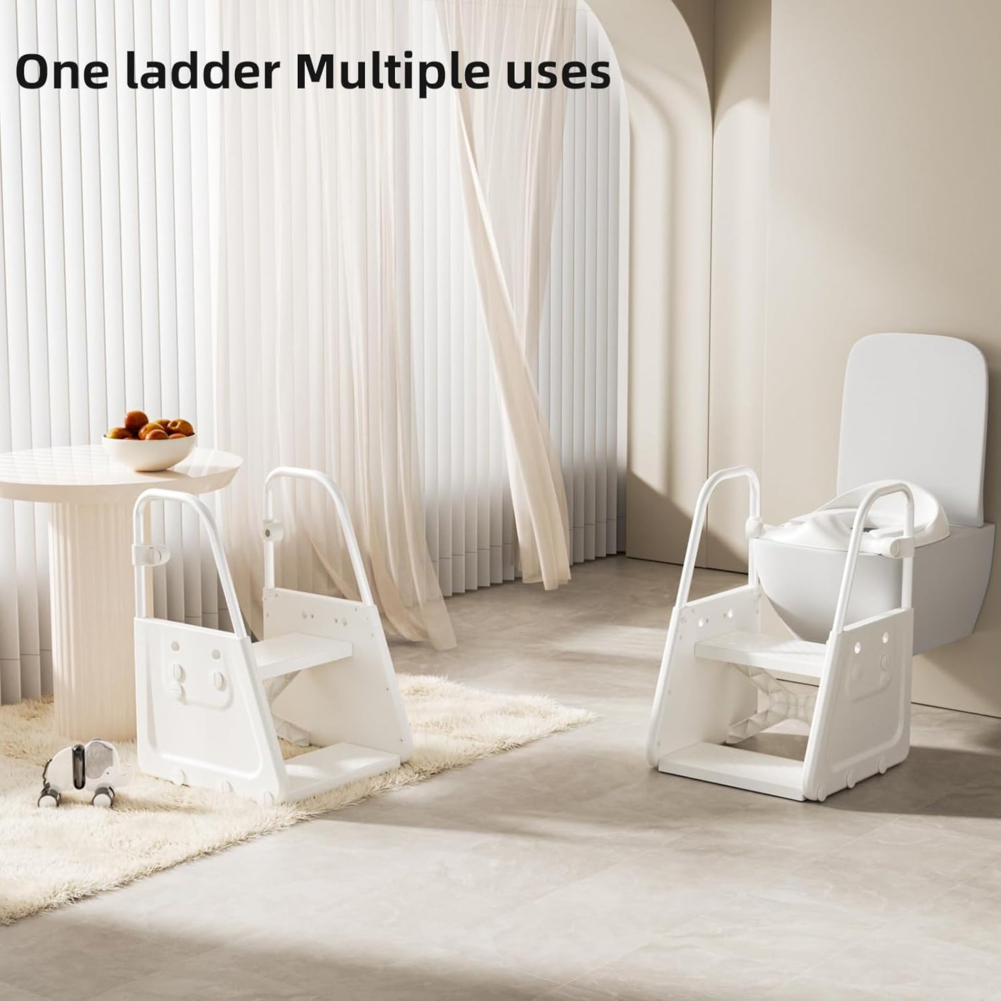 3-in-1 Adjustable Toddler Step Stool & Potty Seat with Removable Cushion, Splash Guard & Non-Slip Base– Sink and Kitchen Helper for Kids 1-3, Tool-Free Assembly