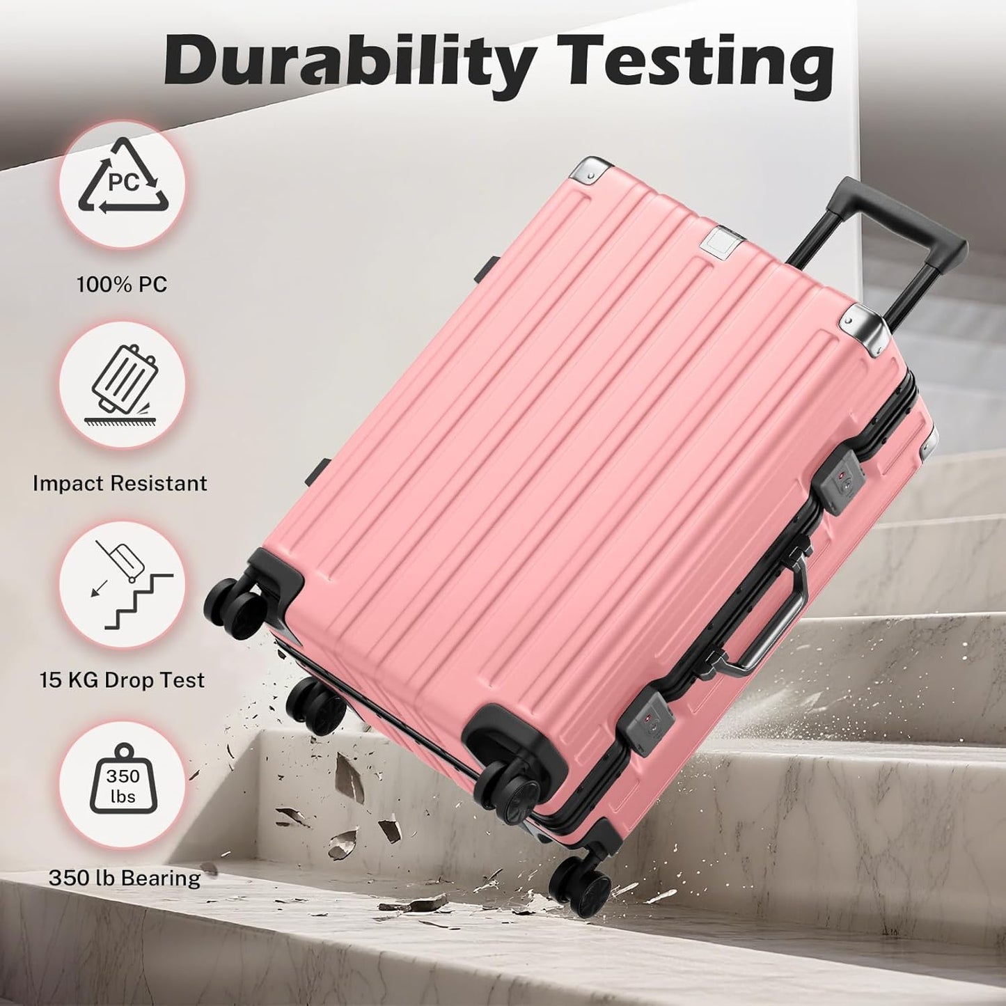 Krute Large Luggage 28 inch Zipperles Suitcase With Spinner Wheels USB Charger Hardside PC Aluminum Frame Luggages Checked Suitcases with TSA Lock (1 Piece)