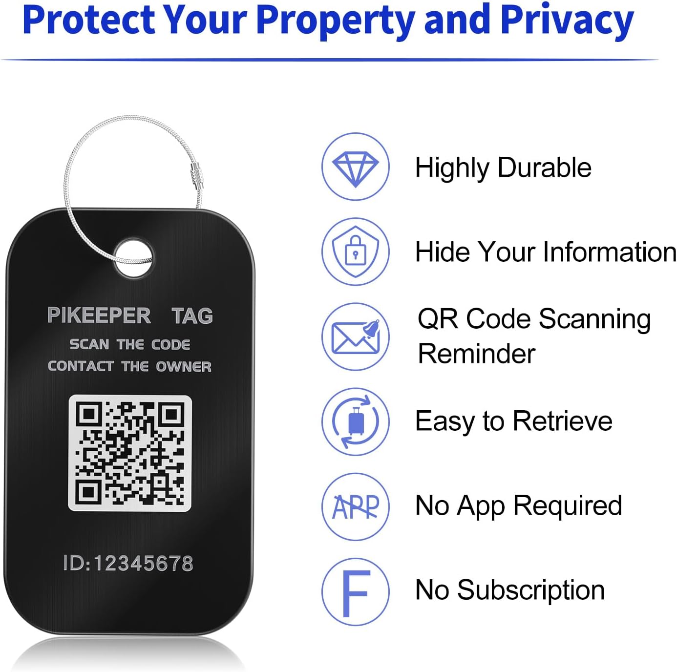 Smart Luggage Tag - Waterproof QR Code Cruise ID Labels with Location Notification When Scanned, Customizable & Durable Travel Tags for Suitcases, Backpacks, Hide Personal Info Securely