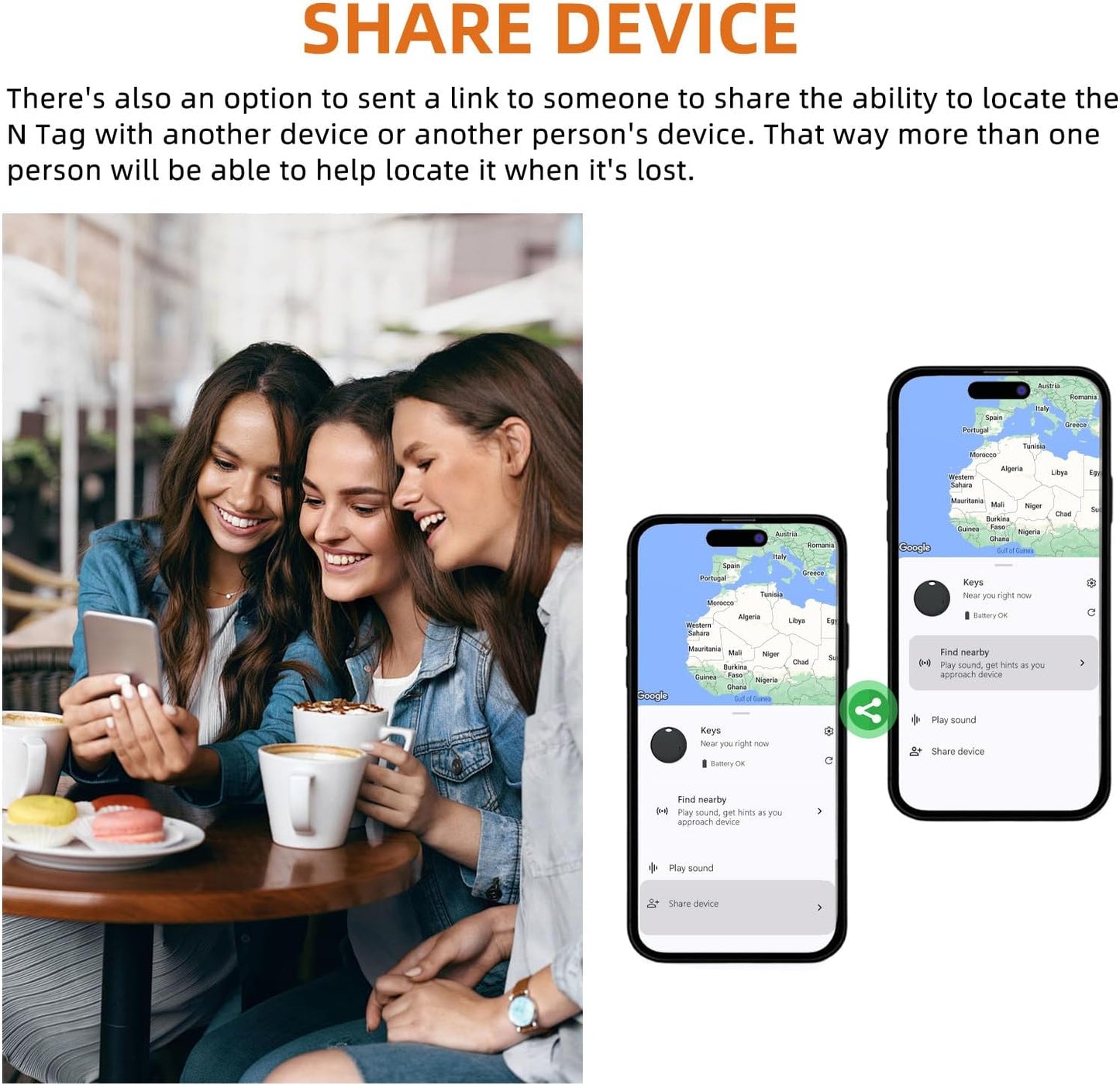 Air Tags for Android, Bluetooth Smart Tags for Android, Luggage Tracker Works with Google Find My Device App, Key Finders Item Locator for Keys, Wallets, Suitcases, Replaceable Battery, 4 Pack