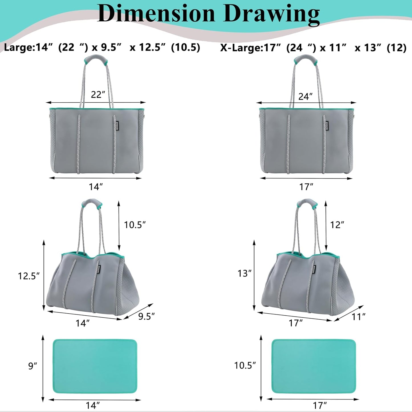 QOGiR Neoprene Multipurpose Beach Bag Tote with Inner Zipper Pocket … … … …