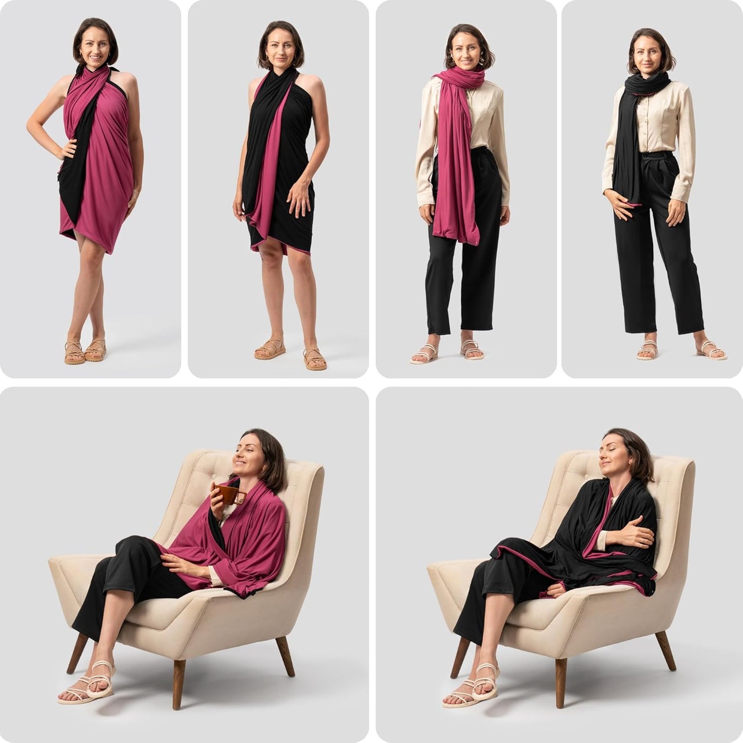 16-in-1 Compact Travel Blanket with Bag – Reversible, Ultra Soft Bamboo Airplane Blanket with Hidden Pocket - Lightweight & Packable for Flights, Camping, Picnic, Travel Essentials