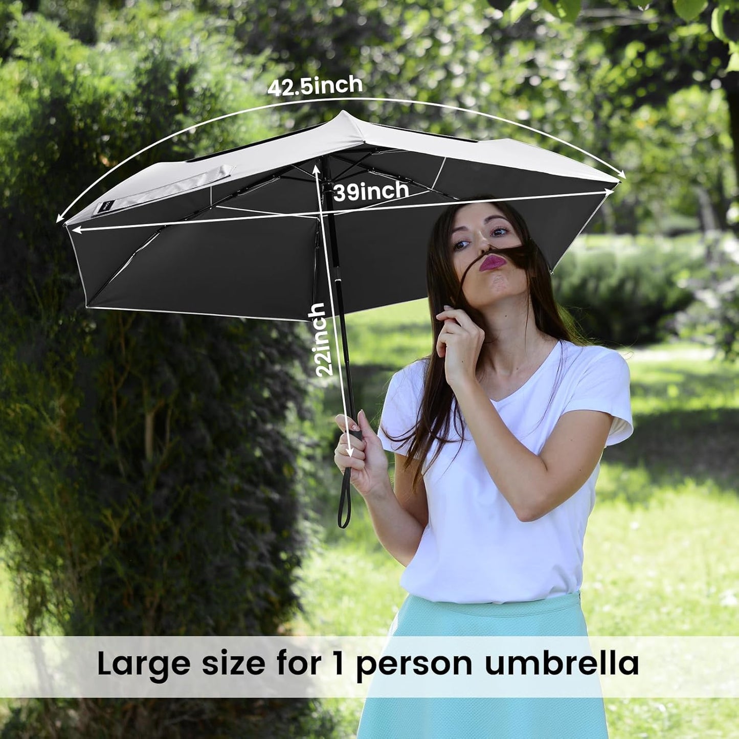 G4Free 43 Inch Travel Umbrella Ultralight UPF 50+ UV Protection Compact Sun Umbrella, Double Canopy Super Slim Small Portable Automatic Anti-bounce Close