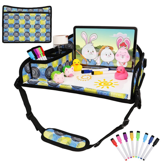 Kids Travel Tray for Airplane - Toddler Car Seat Table Tray, Road Trip Essentials for Boys & Girls, Carseat Lap Desk for Kids Road Trip Activities, Magic Circle