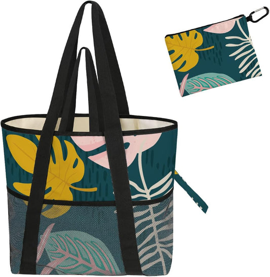 Sandproof Beach Bag with Zipper - 8-Pocket Waterproof Tote for Women & Family | Foldable Travel Swim Bag (Gift-Ready)