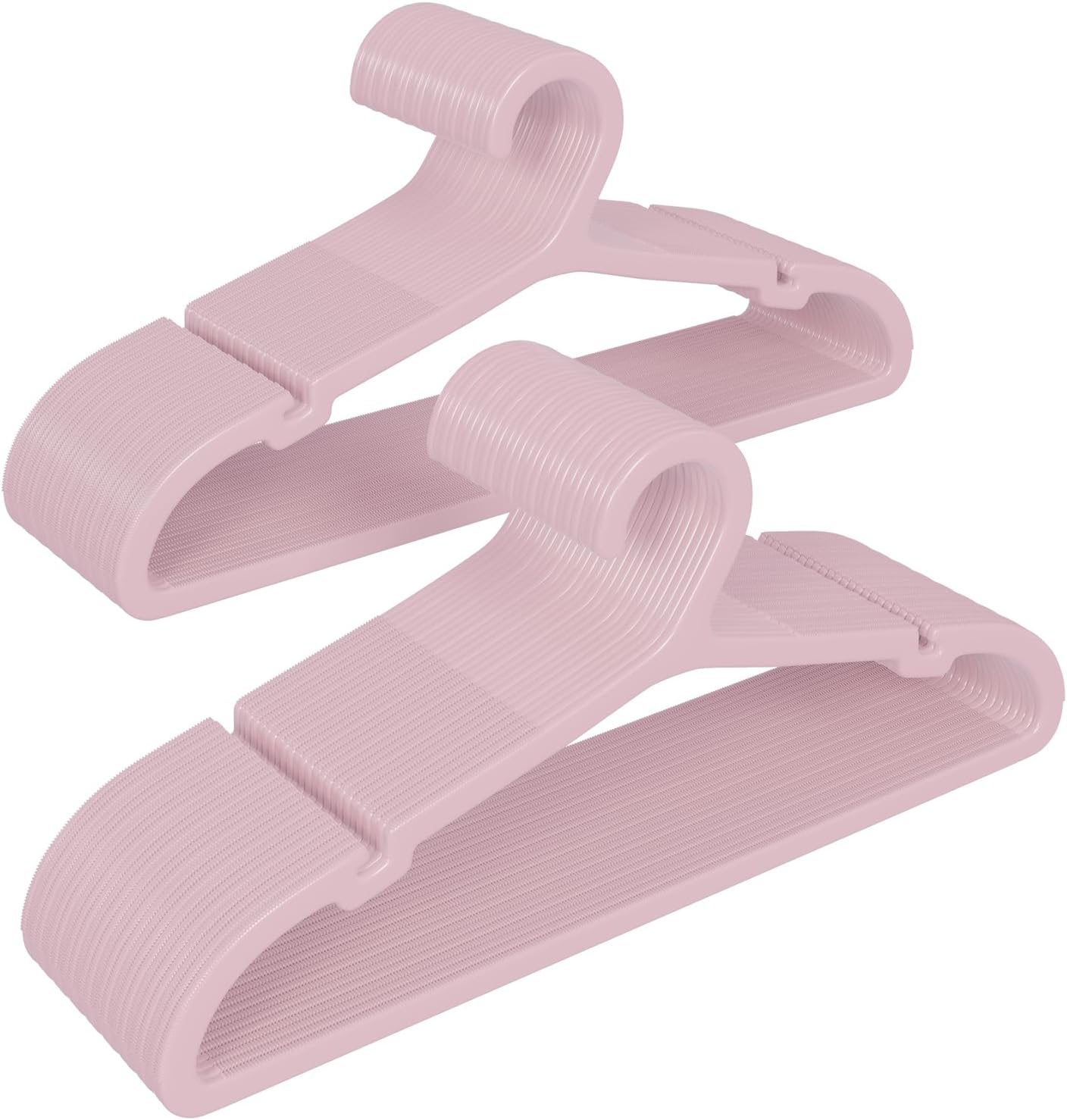50 Pack Clothes Hangers, Non Slip Plastic Coat Hangers, Space Saving Hangers, Heavy Duty, Hanging Dry Wet Clothes, 16.4" x 8.3", Light Pink, UAPY0550P
