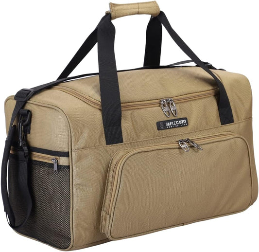Large Sports Duffel Bag 20 inch for Travel Gym as Shoulder Bag and Hand Carry - Tan