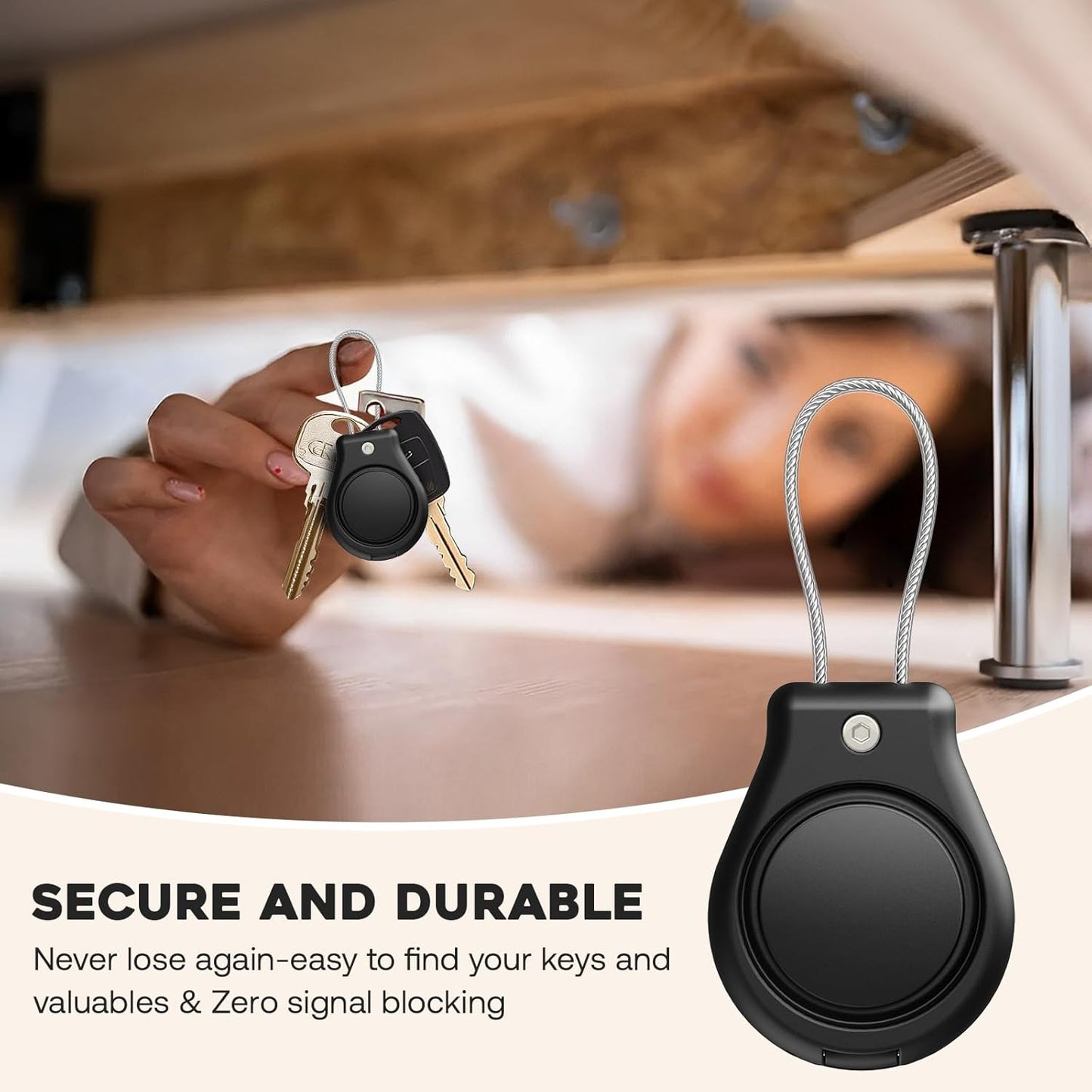 Waterproof AirTag Keychain Holder, Air tag Lock Case with Wire Cable Compatible with Apple AirTags, Durable & Secure Anti-Lost Protective Case with Keyring for Backpack, Key, Luggage (4 Pack)