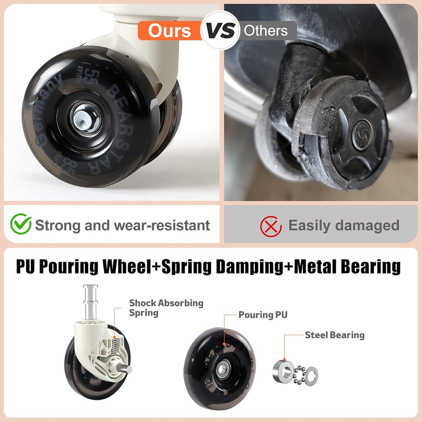 Aluminium Frame Checked-Luggage with Smooth Jelly Wheels, Hardside Zipperless Rolling Suitcase with TSA Lock (Pure White, 24-Inch)