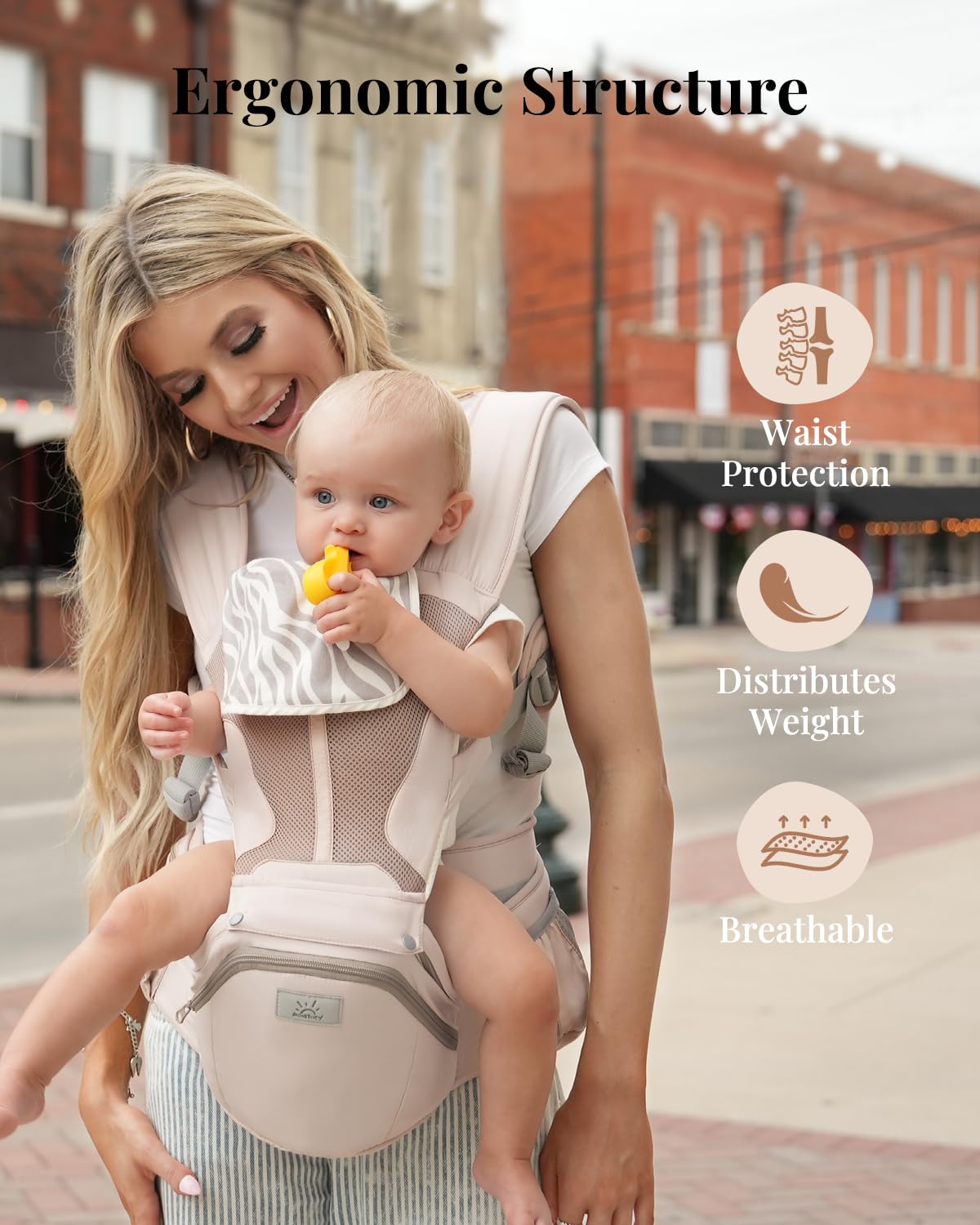 MOMTORY Carryall™ Pro Baby Carrier, Safety-Certified 6-in-1 Ultra Storage Baby Carrier Newborn to Toddler, Front & Back Baby Holder Carrier with Hip Seat, Soft Pink