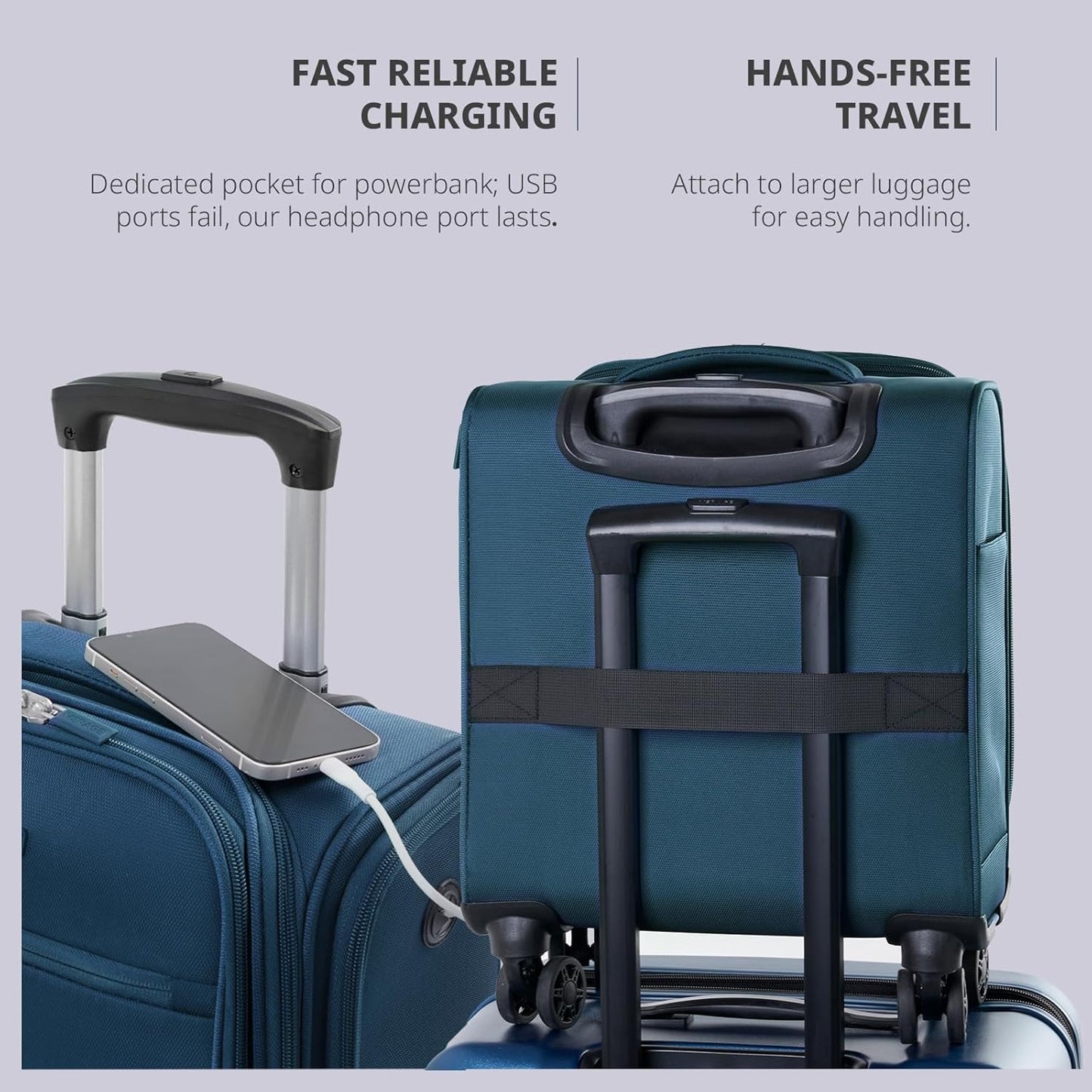 Verage Underseat Carry On Luggage with Wheels, 14.5-Inch Spinner Small Suitcase, Softside Lightweight Travel Bag for Men and Women, Airplane Carry On Bag, Nautical Blue