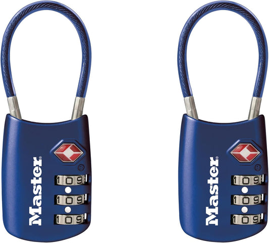 Master Lock Blue Set Your Own Combination TSA Approved Luggage Lock, Travel Zipper Padlock is Perfect for Suitcases, Bags, or Backpacks, 2 pk, 4688BLUEC2
