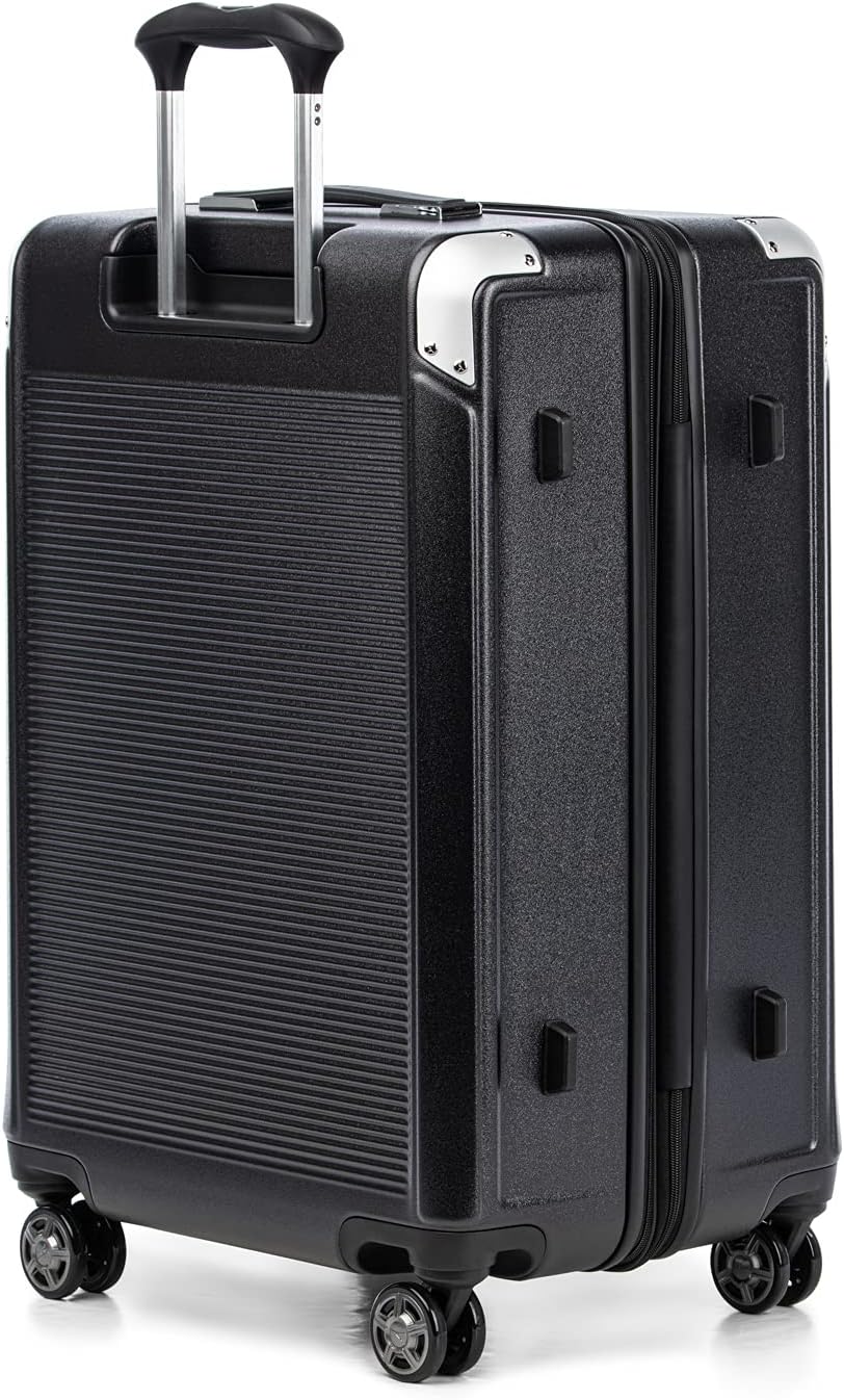 Travelpro Platinum Elite Hardside Expandable Checked Luggage, 8 Wheel Spinner, TSA Lock, Hard Shell Polycarbonate Suitcase, Shadow Black, Checked Medium 25-Inch