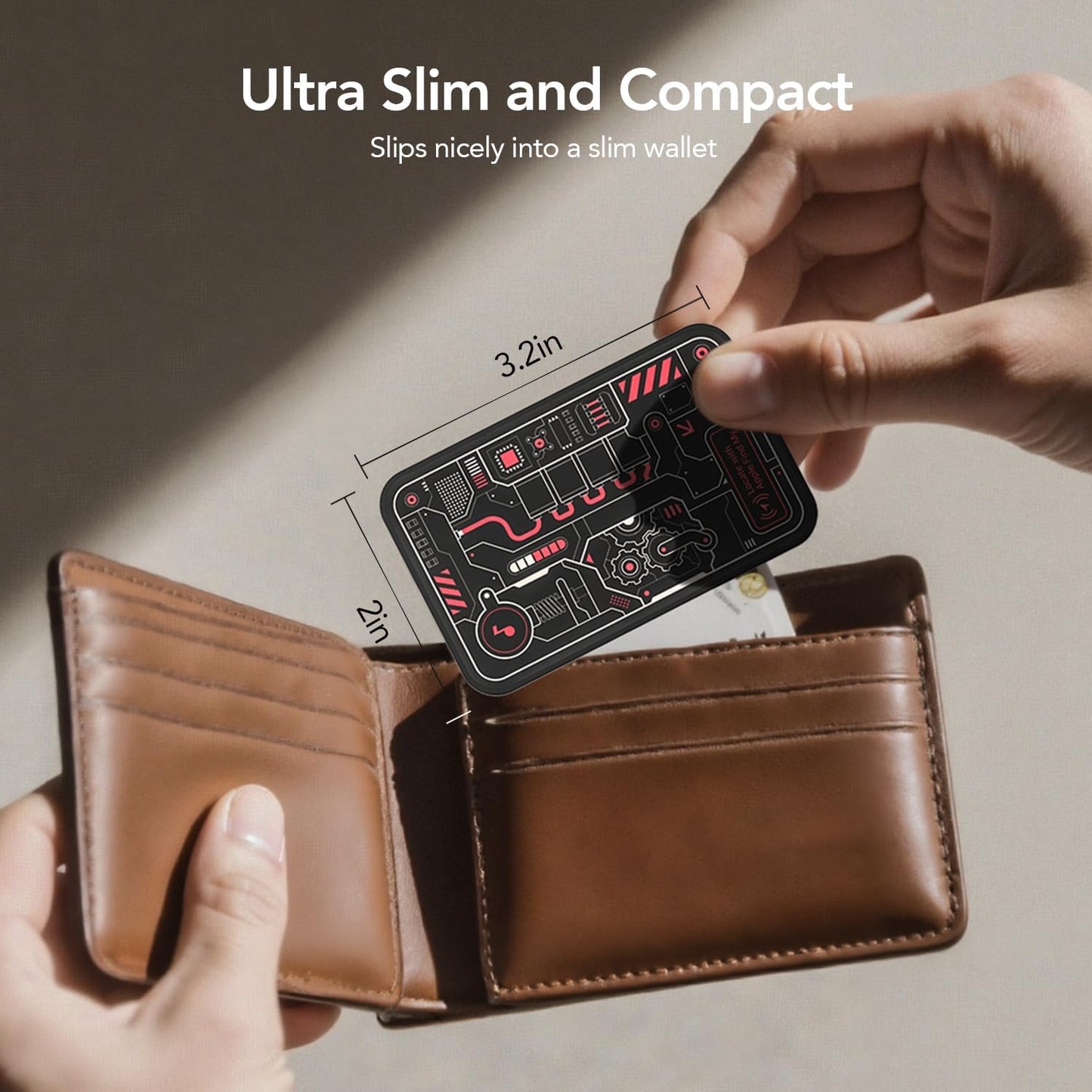 MFish Wallet Tracker Card, GPS Bluetooth Tracker, Air-Tag Works with Apple Find My (iOS Only), Solar-Powered Smart Card Wallet Finder, Item Locator for Backpack, Luggage Tags, Passports, Keys