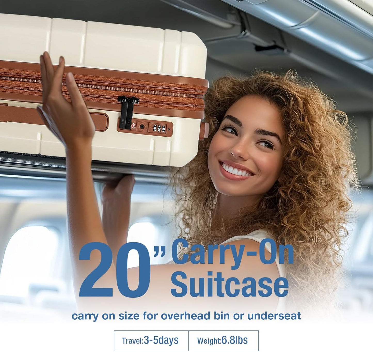 KYME Carry On Luggage 22x14x9 Airline Approved with TSA Lock Hard Shell Carry On Suitcase Lightweight Suitcases with Wheels Small Luggage for Men Women,Carry-On 20 Inch,Beige