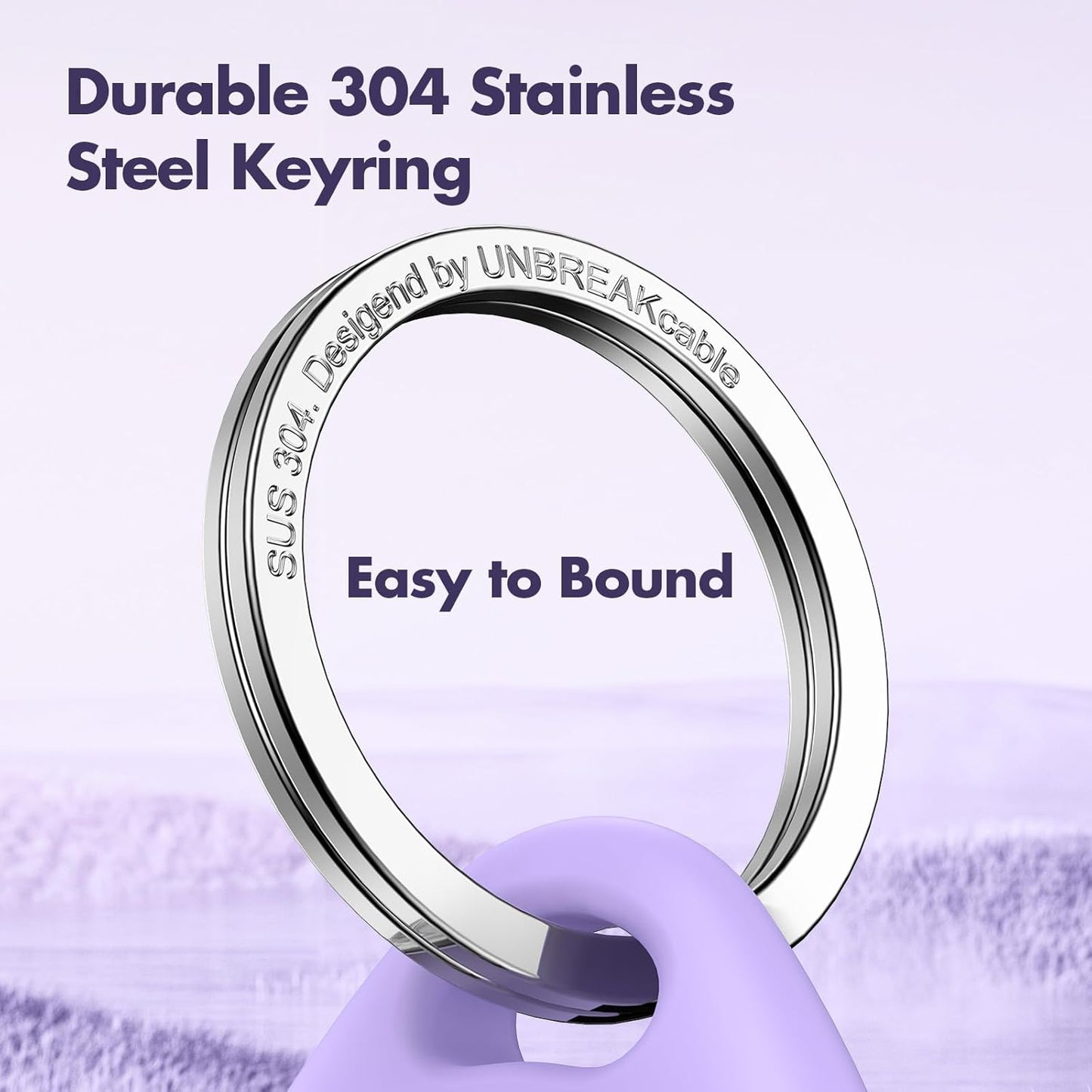 UNBREAKcable 4 Pack Macaron Colored for Apple AirTag Holder [Hold Air Tag Securely] [Easy to Install] Protective Case Waterproof TPU Shell with 304 Stainless Steel Key Ring Keychain