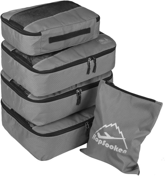 5 Set Packing Cubes for Travel Large Suitcase Luggage Organizer Bags Travel Accessories Vacation 4 Cubes 1 Laundry Pouch Bag